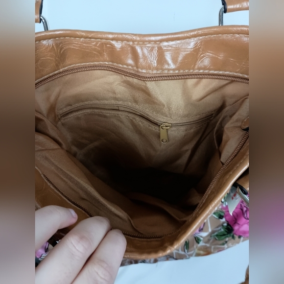 2/$30 NWT GEORGE Spring Ready Floral Tan and Pink HandBag - Picture 4 of 11